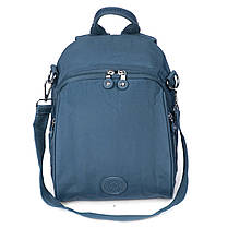 Рюкзак міський жіночий синій маленький тканинний одне відділення та кишені на блискавках Jielshi 7020, фото 5