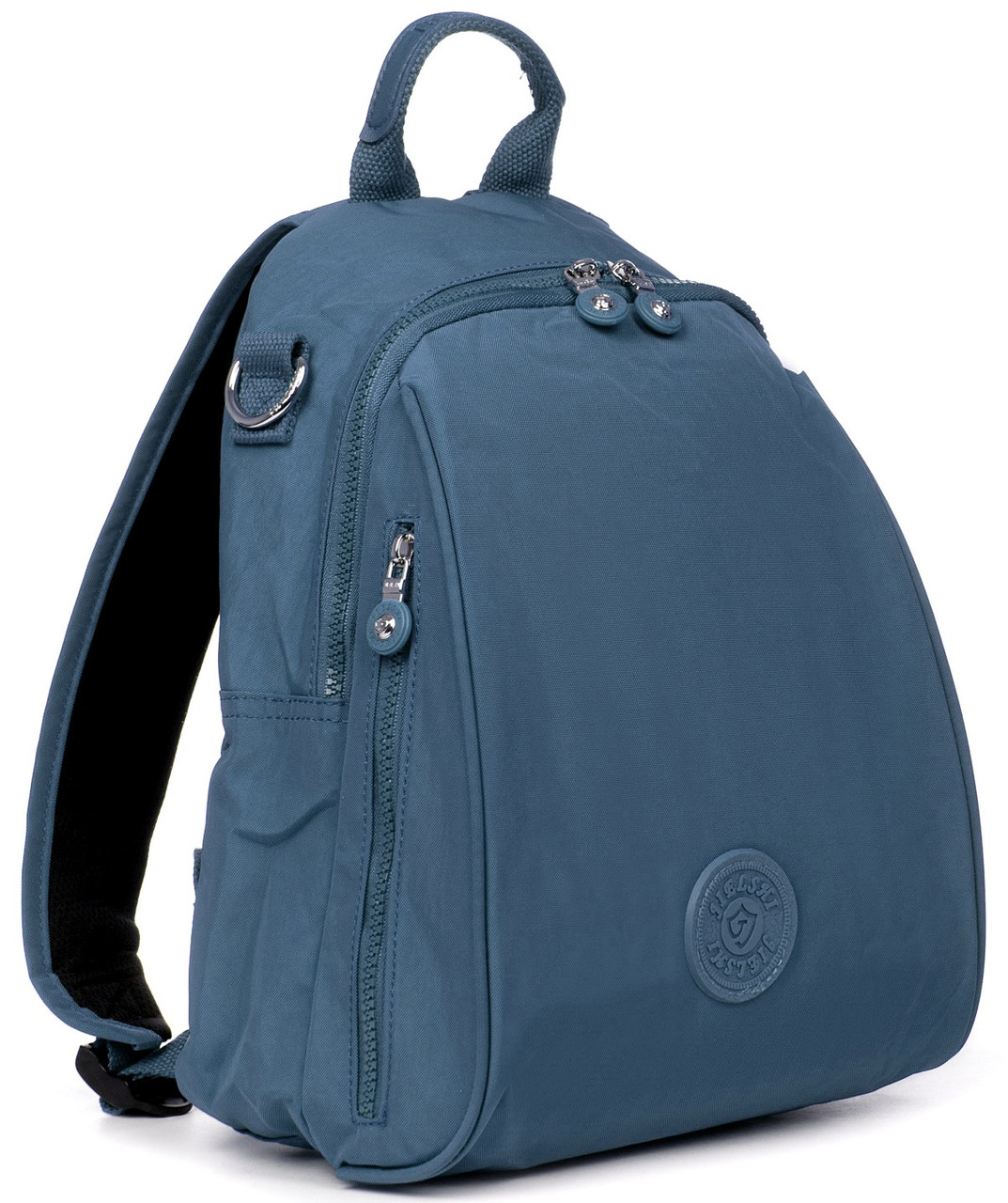 Рюкзак міський жіночий синій маленький тканинний одне відділення та кишені на блискавках Jielshi 7020