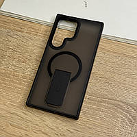 Чехол для Samsung Galaxy S24 Ultra с MagSafe чёрный полупрозрачный, ударопрочный TPU+PC Magnetic Ring