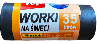 Пакет для сміття Toppack 35л 15шт чорний 50х60см