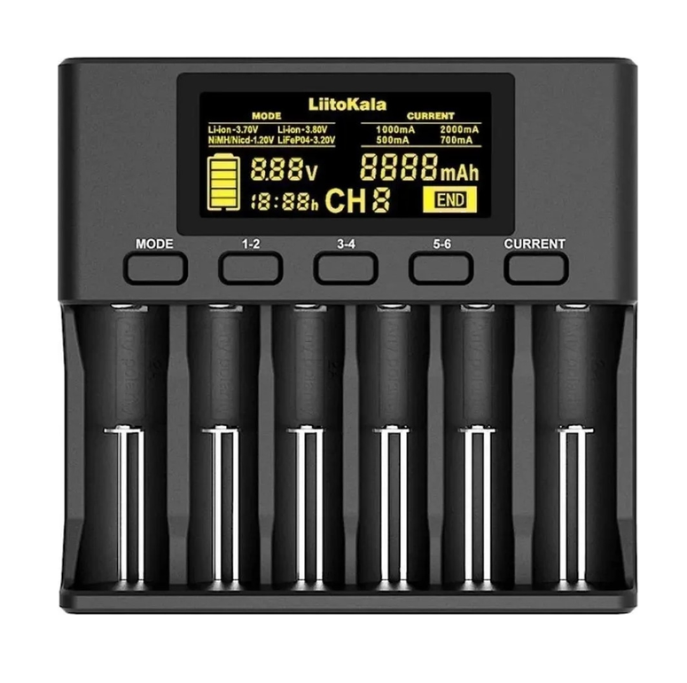 Універсальний зарядний пристрій Liitokala Lii-S6 (6 каналів) з блоком живлення, фото 1