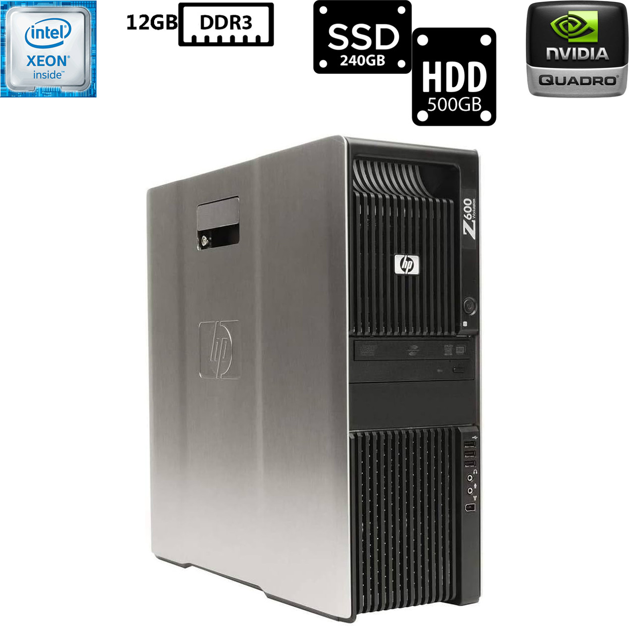 Комп'ютер HP Z600/Xeon E5520 2.26GHz/12GB DDR3/SSD 240GB+HDD 500GB/NVIDIA Quadro M2000 4GB/650W Б/В