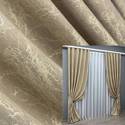 Комплект штор (2шт. 1,5х2,9м.) жакард, колекція "Viva Marmo". Колір бежевий. Код 1787ш 33-0749