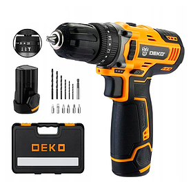 Шурупокрут акумуляторний Deko DKCD12ID01 2 батареї, 1,5 А/год, Li-Ion, 12 В шурупокрут у кейсі