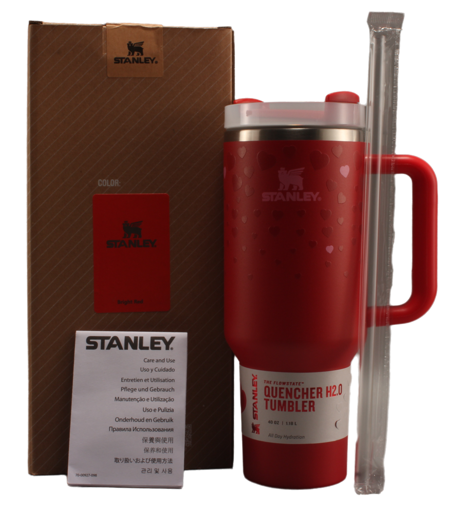 Термос термочашка Stanley Quencher H2.0 Tumbler з нержавіючої сталі 1,18 л Red Hearts KT6007853, фото 1