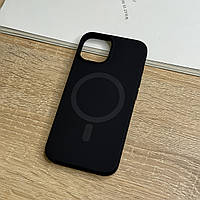 Чохол для iPhone 13 з MagSafe, чорний матовий силікон з м якою підкладкою Silicone Case