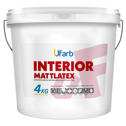 Інтер'єрна акрилова фарба UFarb INTERIOR Mattlatex, 4 кг, фото 1