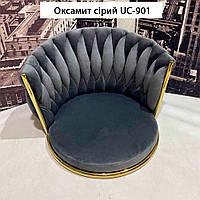 Стілець Mila CH-Base оббивка велюр сірий UC-901 на круглій хромованій ніжці, поворотний із регулюванням висоти, фото 3