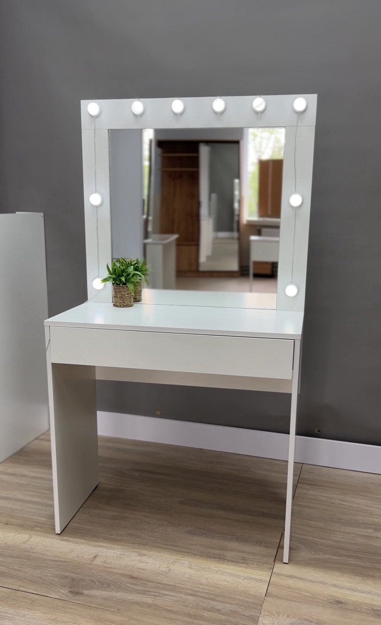 Туалетний столик білий для макіяжу з вбудованим дзеркалом та підсвіткою h147х82х41, фото 1