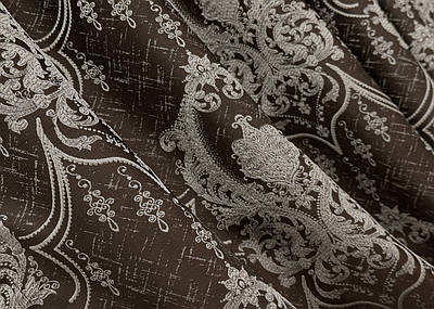 Шторна тканина парча. Колір венге з молочним. Код 1773ш