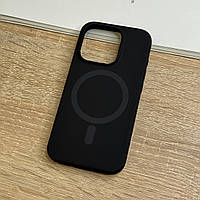 Чохол для iPhone 15 Pro з MagSafe, чорний матовий силікон з м якою підкладкою Silicone Case