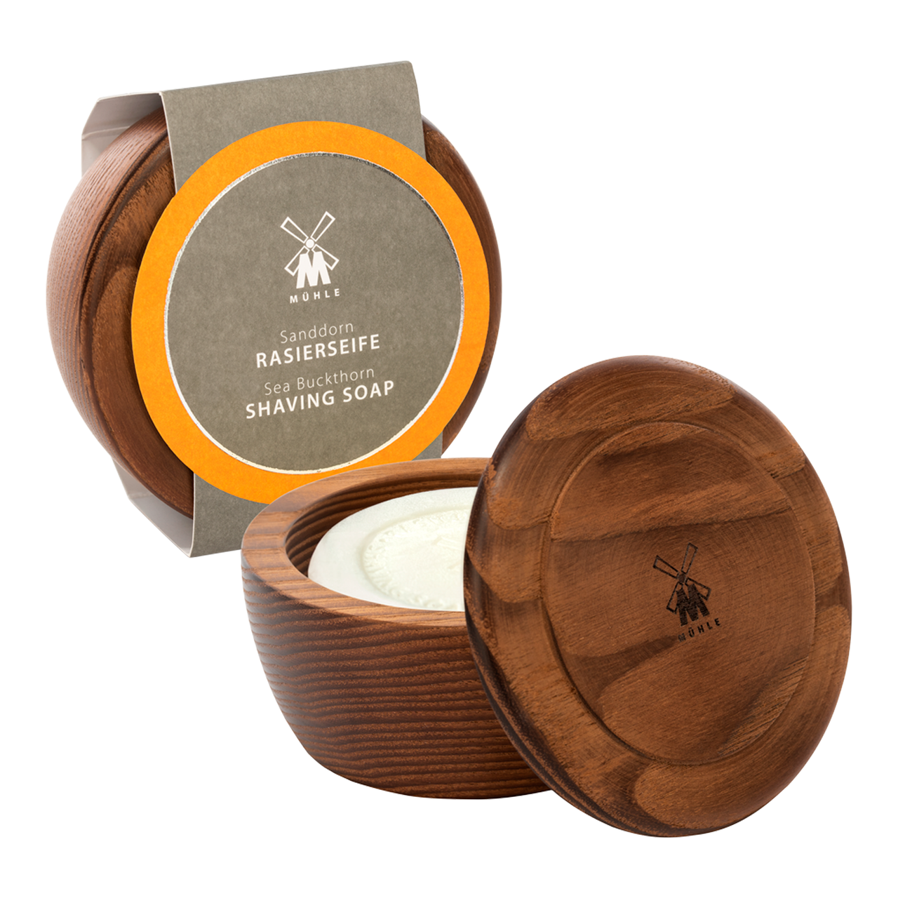 Мило для гоління Muehle в дерев'яній чаші Облепиха 65гр, фото 1