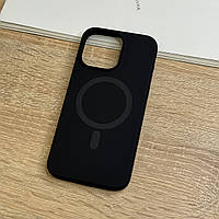 Чохол для iPhone 15 Pro Max з MagSafe, чорний матовий силікон з м якою підкладкою Silicone Case