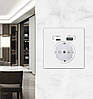Розетка настінна з роз'ємом Type-C/USB-портом зарядки WallPad WP-1 біла, фото 2