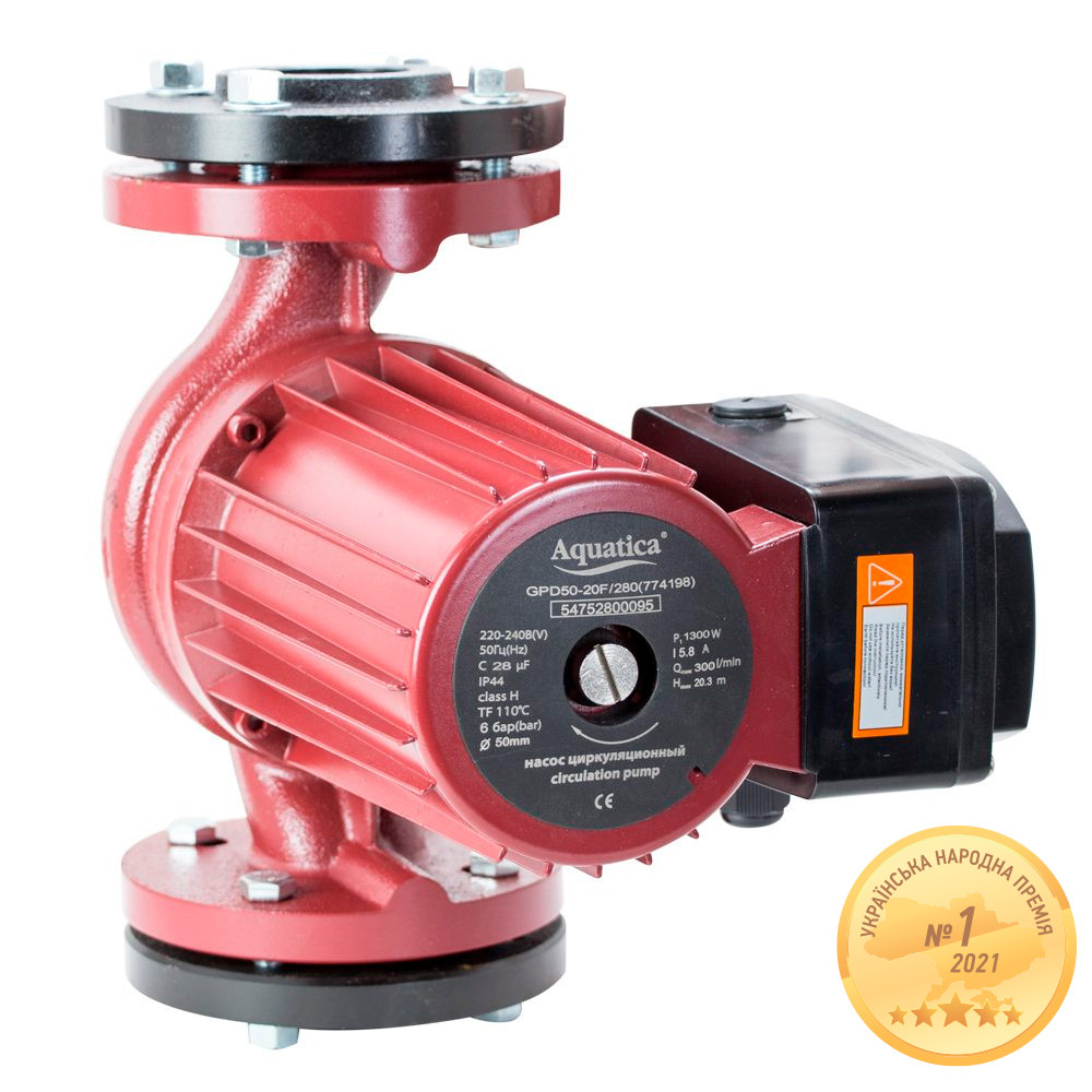 Насос циркуляційний фланцевий 1.3 кВт Hmax 12.3 м Qmax 550 л/хв DN65 300 мм + приєднувальний фланець AQUATICA riven, фото 1
