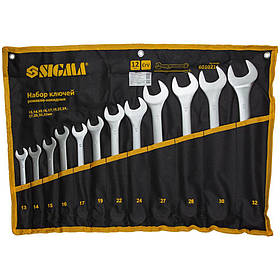 Ключі ріжково-накидні 12 шт 13-32мм CrV satine (тка чохол) SIGMA (6010211) riven