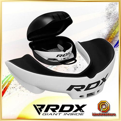 Капа боксерська для боксу ММА та єдиноборств Капа RDX 3w біла доросла однощелепна з футляром для зберігання