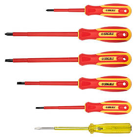 Набір викруток діелектричних 5 шт + викрутка-індикатор 250В CrV SIGMA (4001071) riven