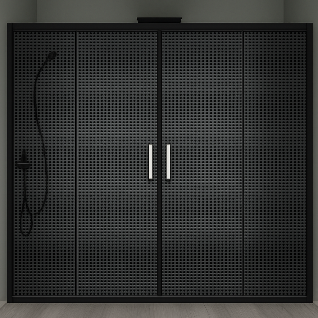 Душові двері Aquanil TREND 170х190 см чорна розсувні скло тоноване з перфорацією 6 мм