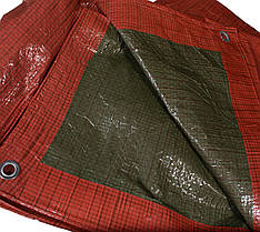 Тент 80 г/м2 3*5м двокольоровий зелено-помаранчевий тарпауліновий укривний тент, фото 3