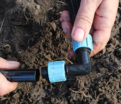 Коліно затискне для стрічки крапельного поливу, фото 3