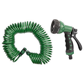 Набір поливальний: шланг спіральний 15 м + пістолет-розпилювач 7-режимний GRAD (5019075) riven
