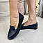 Жіночі шкіряні туфлі-мокасини на потовщеній чорній підошві. Колір синій, фото 3