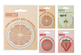Папір для нотаток з клейким шаром  Buromax Фрукти 70х70 мм, 30 аркушів