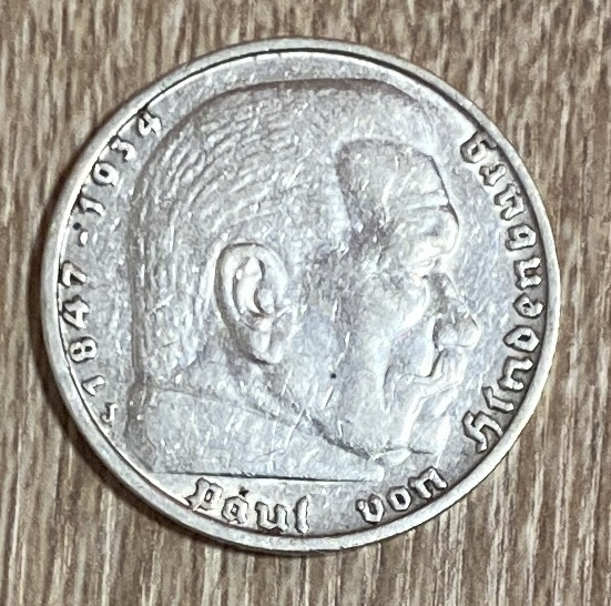 Срібна Монета Німеччини 5 рейхсмарок 1935 р. Гінденбург, фото 1