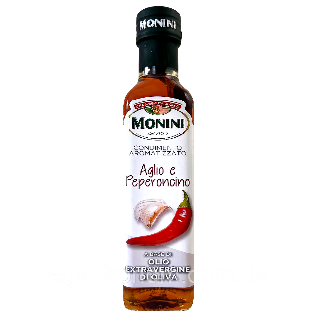 Олія оливкова з перцем та часником Моніні Monini 250ml 6шт/ящ (Код: 00-00017989), фото 1