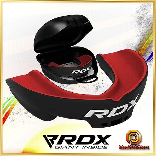 Капа боксерська для боксу ММА та єдиноборств Капа RDX 3w чорна з червоним доросла однощелепна з футляром для зберігання