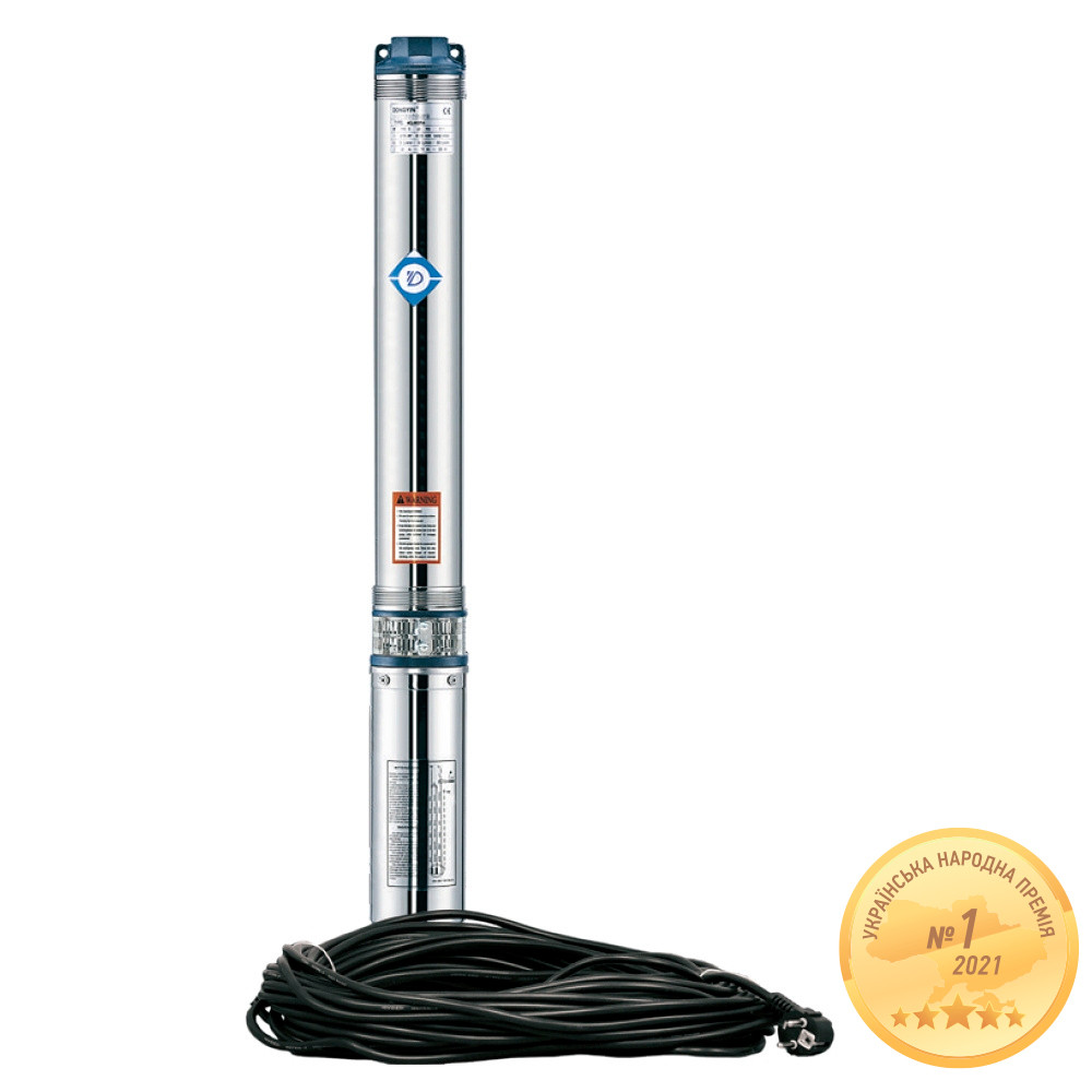 Насос відцентровий 1.3 кВт H 148(114)м Q 55(35)л/хв Ø102 мм 70 мм кабелю mid AQUATICA 4QJED3-21-1.3 (778446) riven, фото 1