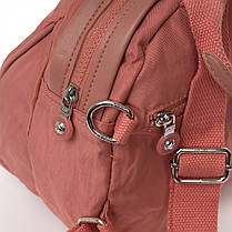 Рюкзак міський жіночий помаранчевий маленький тканинний текстильний одне відділення та кишені на блискавках Jielshi 525-02, фото 3