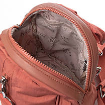 Рюкзак міський жіночий помаранчевий маленький тканинний текстильний одне відділення та кишені на блискавках Jielshi 525-02, фото 4