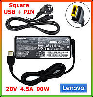 Блок живлення до ноутбука Lenovo 20V 4.5 A 90W (DC USB+PIN) + кабель живлення