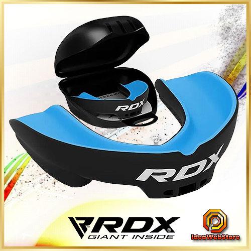 Капа боксерська для боксу ММА та єдиноборств Капа RDX 3w синя з чорною доросла однощелепна з футляром для зберігання