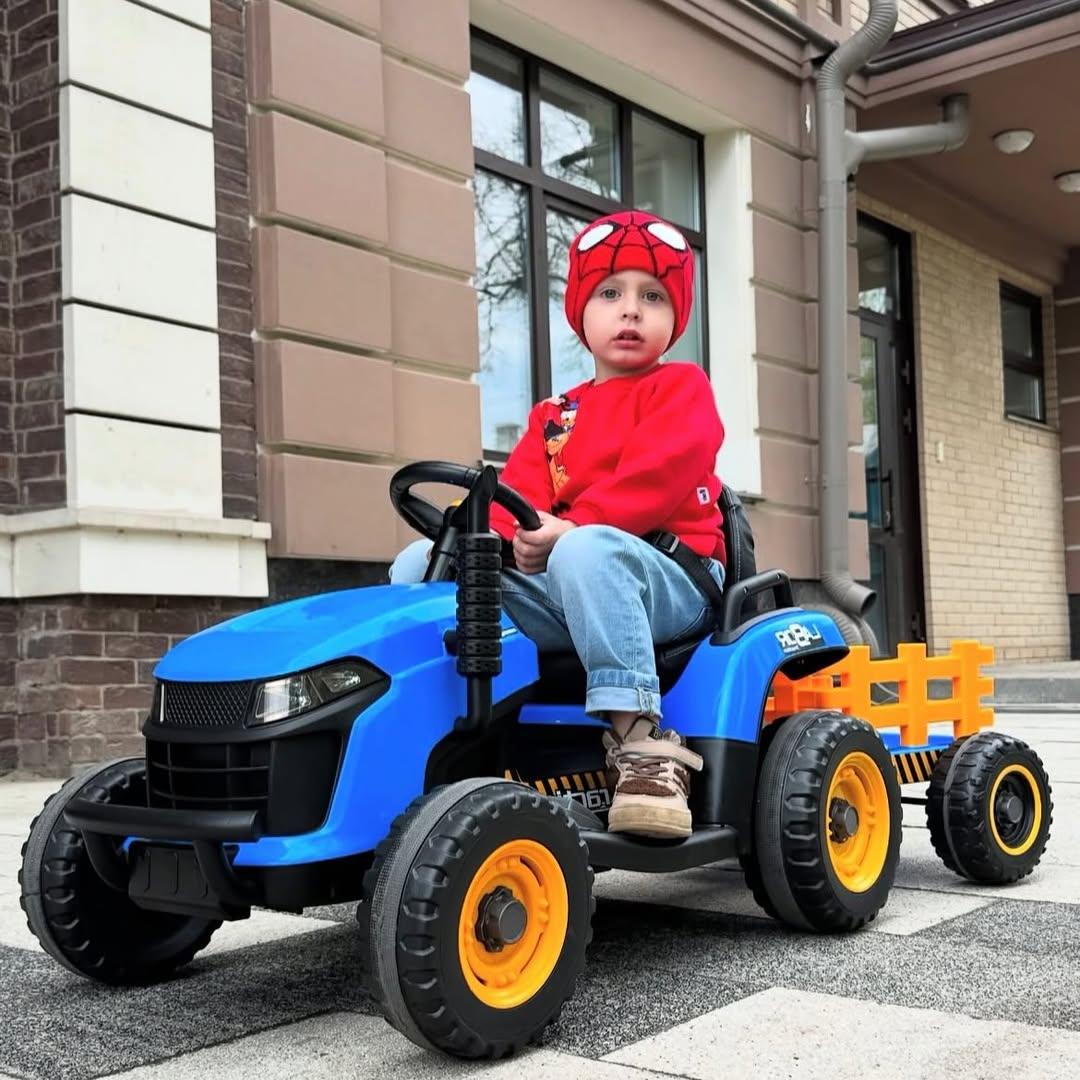 Дитячий електромобіль Трактор із причепом на радіокеруванні Bambi M 5111 Синій, фото 1