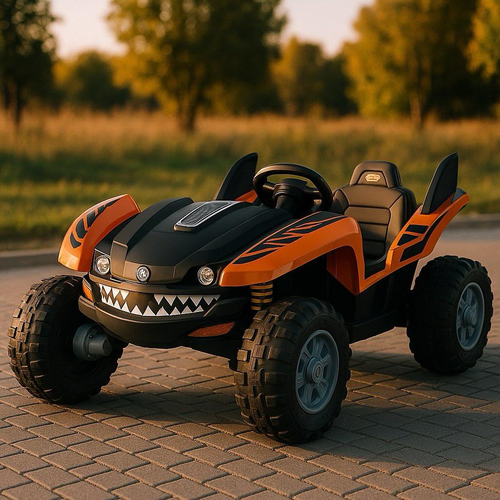 Дитячий електромобіль на акумуляторі двомісний Багі M 6039 на пульті р/у для дітей від 3 до 8 років Жовтогарячий, фото 1