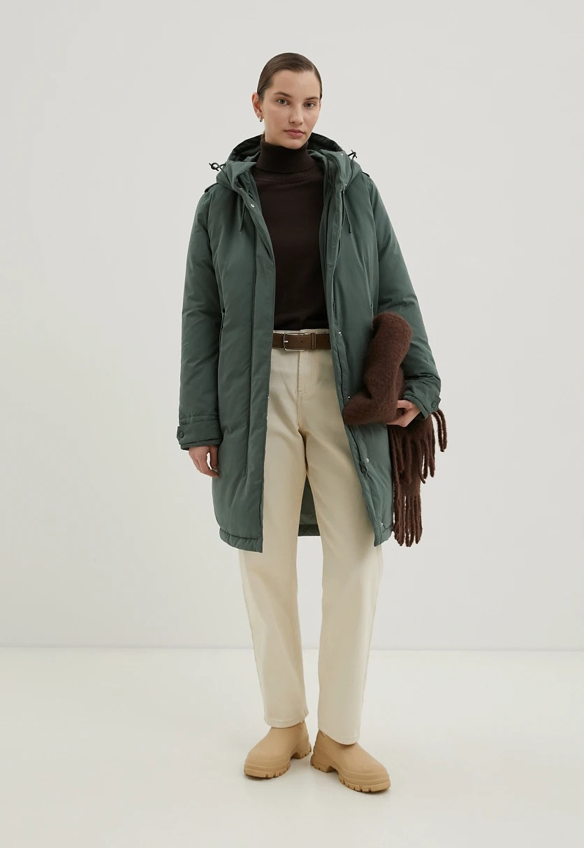 Жіноча пухова парка Finn Flare FWD11021-506 зелена XS, фото 1