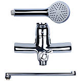 Змішувач NM Ø40 для ванни гусак прямий 350 мм дивертор вбудований картриджний AQUATICA NM-2C234C (9751220) riven, фото 3