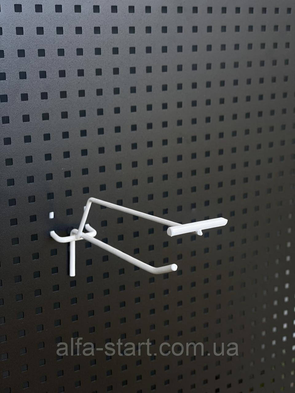 Одинарний гачок 15см із тримачем для цінника на перфорацію, фото 1