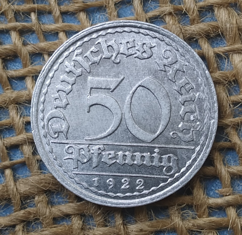 50 пфенiгiв 1922 року. (Е) Нiмеччина - Веймарська республiка, фото 1