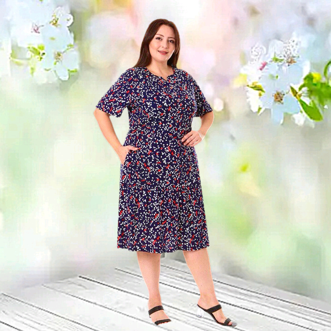 Літнє плаття з кишенями 56-58-60, фото 1