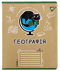 Зошит предметний, 48 аркушів, клітинка, YES ГЕОГРАФІЯ "Black cat", 767453