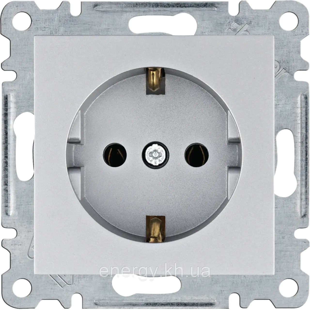 Розетка з заземленням Срібна - Hager Lumina WL1052, фото 1