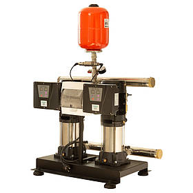 Станція підвищення тиску 2 × 1.5 кВт Hmax 74 м Qmax 100 л/хв 8 л + частотне регулювання LEO 3.0 riven