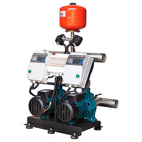 Станція підвищення тиску 380 В 2 × 3.0 кВт Hmax 38 м Qmax 450 л/хв 12 л + каскадне керування LEO 3.0 riven