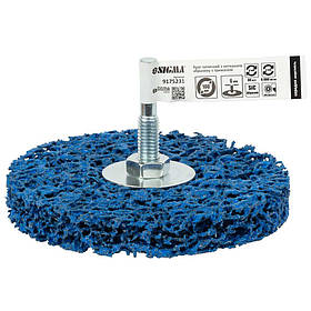 Круг зачисний із нетканого абразиву (корал) Ø 100 мм з тримачем синій середня жорсткість SIGMA (9175231) riven