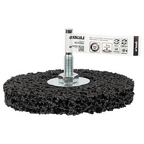 Круг зачисний із нетканого абразиву (корал) Ø 100 мм з тримачем чорний м'який SIGMA (9175281) riven