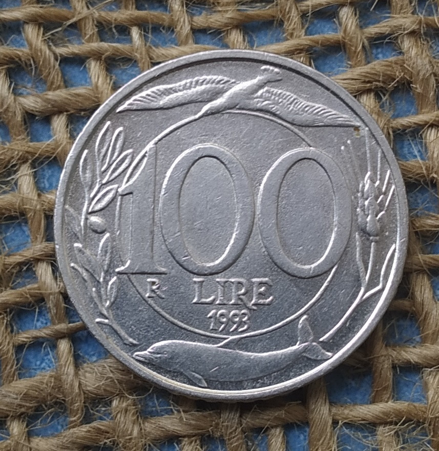 100 лiр 1993 року. Iталiя, фото 1